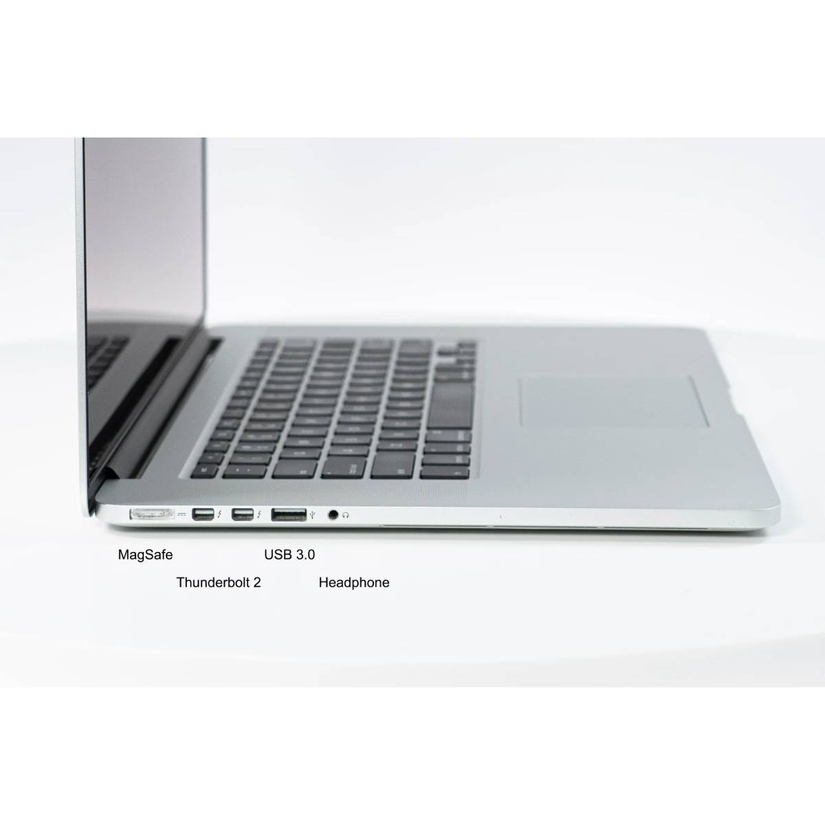 Apple MacBook Pro Retina 15.4 2014 512GB SSD 16GB Ram silver side open view