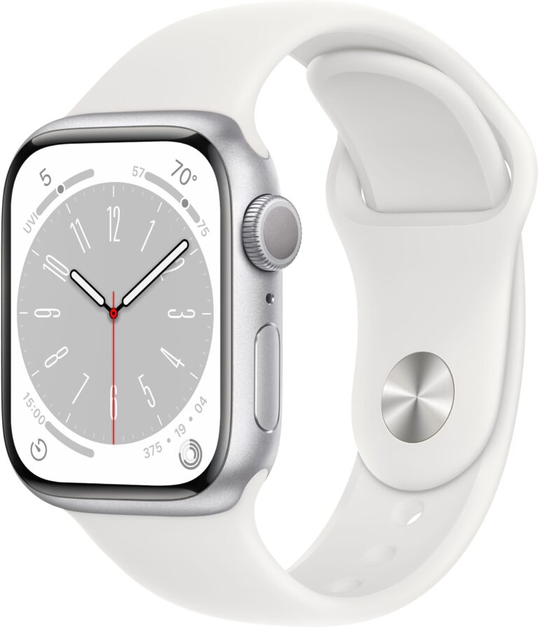 Apple Watch Series 8 GPS 41mm Silver Aluminium with White Sport Band