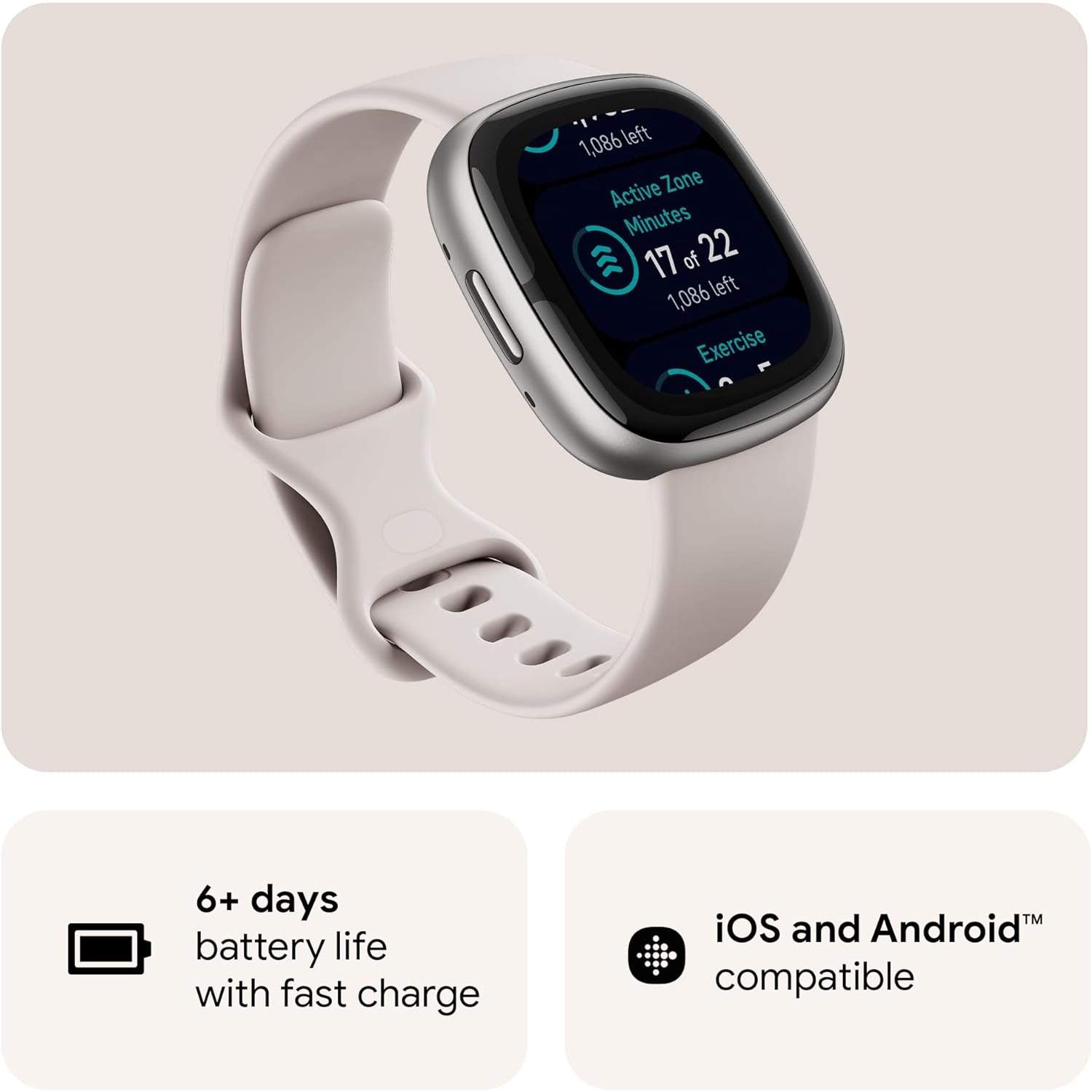 FITBIT VERSA 4 Aluminum Silver with White Sport Band (WIFI) - Image 4