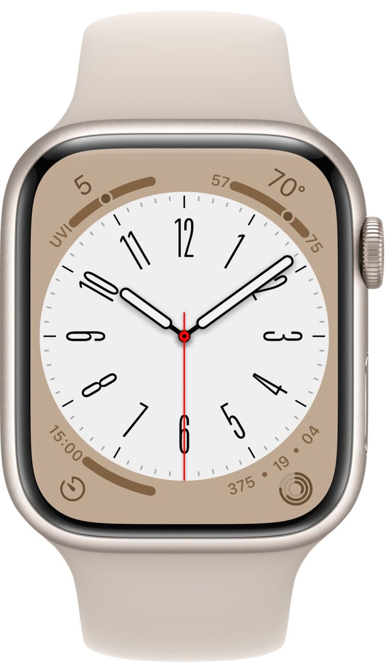 Apple Watch Series 8 (GPS) 45mm Aluminum Starlight with Starlight Sport Band, second product view