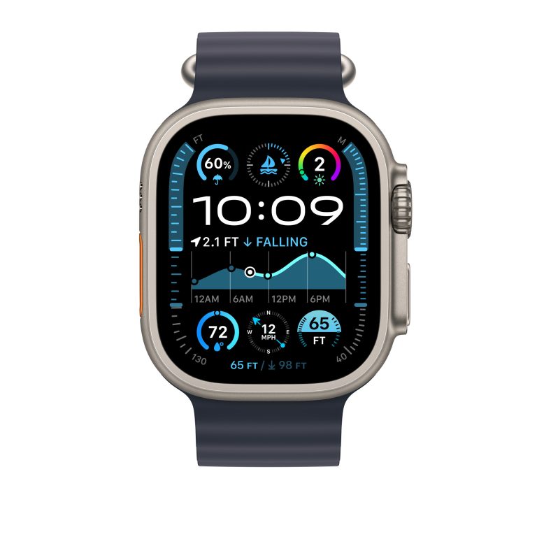 Apple Watch Ultra 2 (GPS+Cellular) 49mm Titanium Natural with Navy Ocean Band, second product view