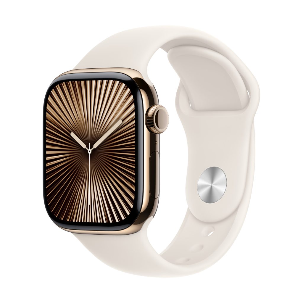 Apple Watch Series 10 (GPS+Cellular) 42mm Titanium Gold with Starlight Sport band