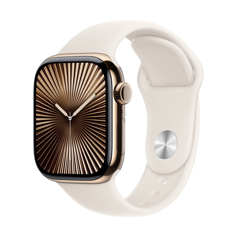 Apple Watch Series 10 (GPS+Cellular) 42mm Titanium Gold with Starlight Sport band