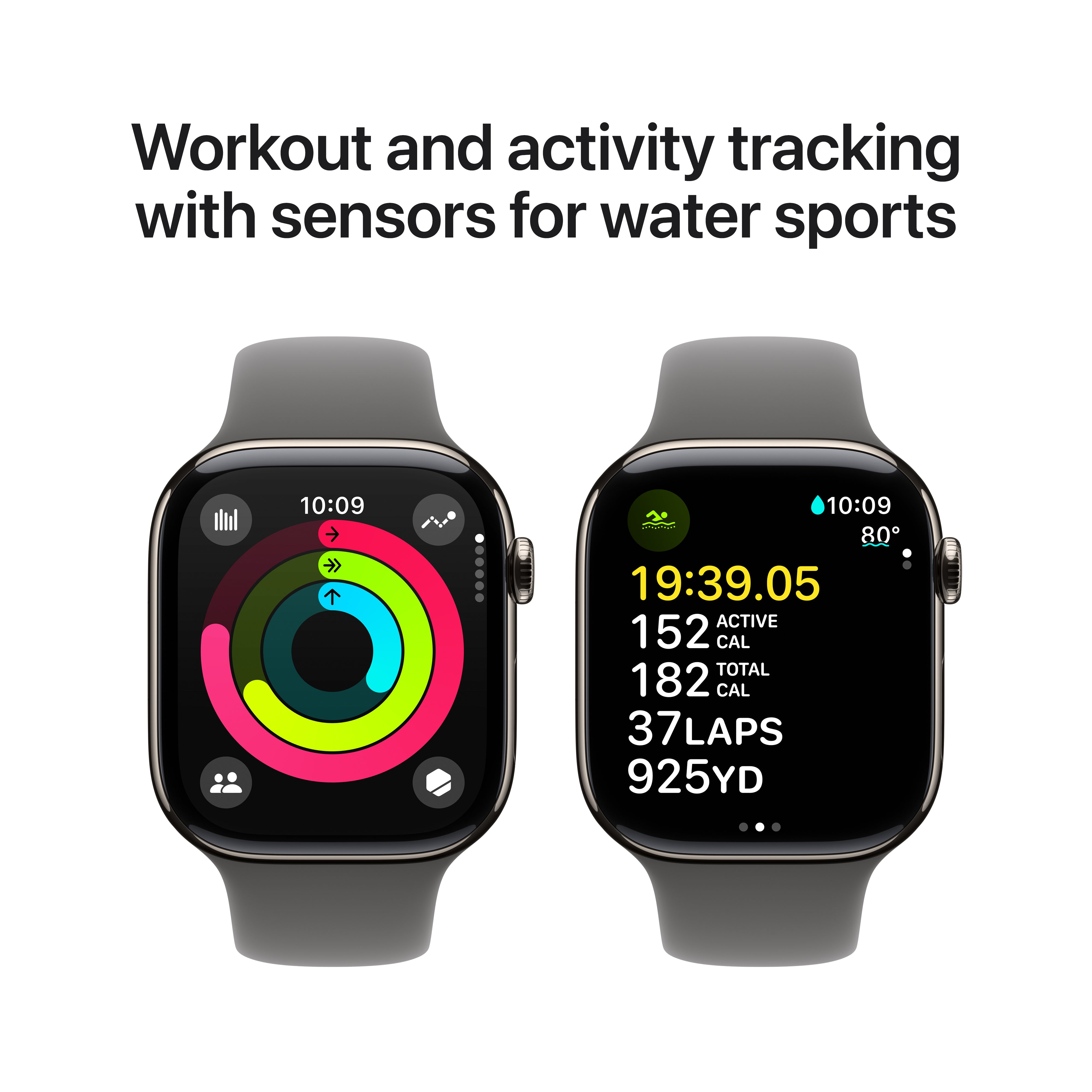 Apple Watch Series 10 (GPS+Cellular) 46mm Titanium Natural with Stone Gray Sport band - Image 4
