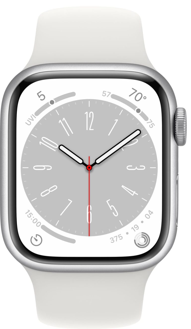 Apple Watch Series 8 (GPS+Cellular) 41mm Aluminum Silver with White Sport Band, second product view