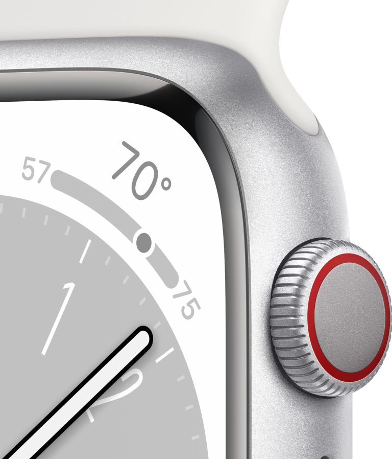 Apple Watch Series 8 (GPS+Cellular) 41mm Aluminum Silver with White Sport Band, third product view