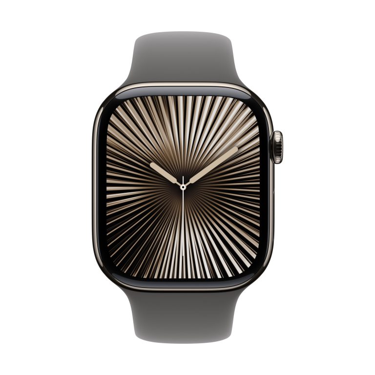 Apple Watch Series 10 (GPS+Cellular) 46mm Titanium Natural with Stone Gray Sport band, second product view