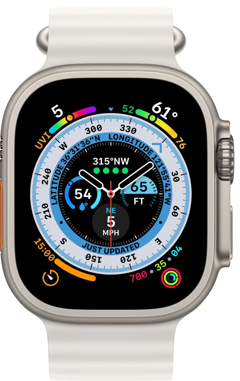 Apple Watch Ultra Series (GPS+Cellular) 49mm Titanium silver White Sport band, second product view