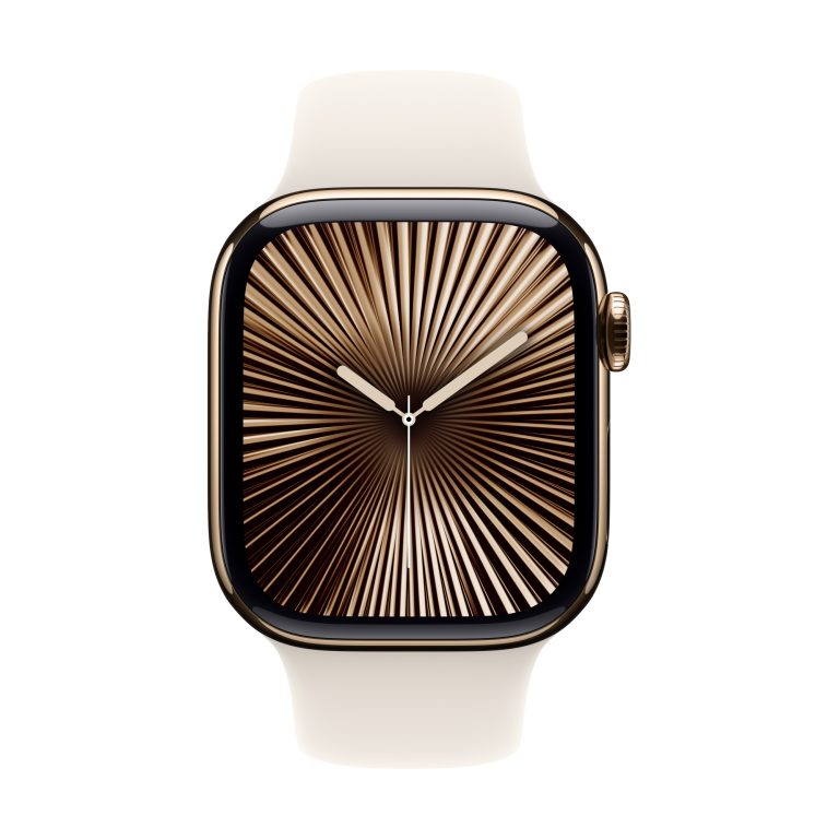 Apple Watch Series 10 (GPS+Cellular) 42mm Titanium Gold with Starlight Sport band, second product view