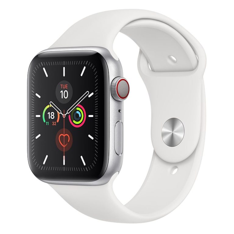Apple Watch Series 5 (GPS+Cellular) 44mm Aluminum Silver White Sport band, third product view