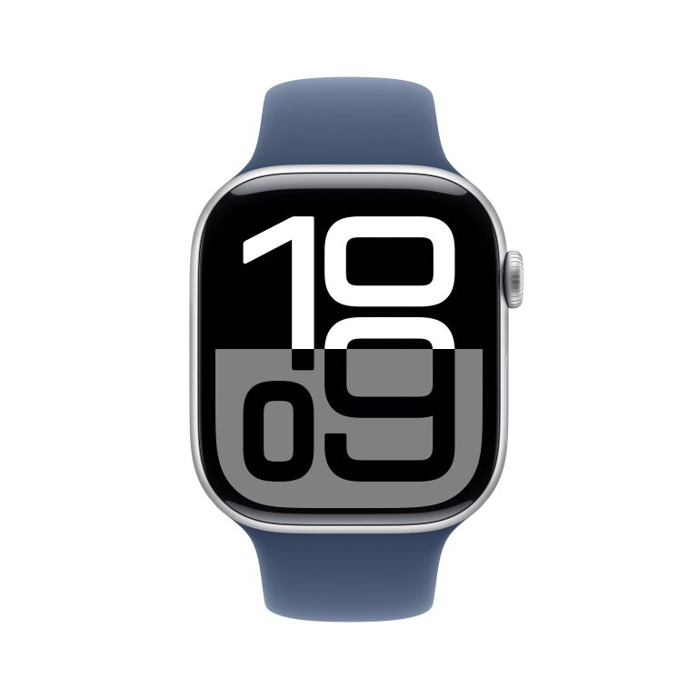 Apple Watch Series 10 (GPS+Cellular) 46mm Aluminum Silver with Denim Sport band, second product view