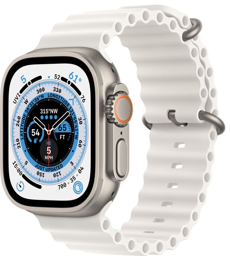 Apple Watch Ultra Series (GPS+Cellular) 49mm Titanium silver White Sport band