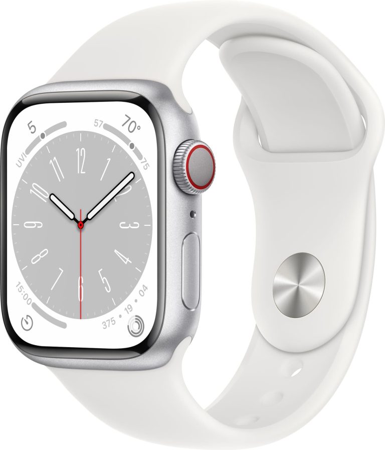 Apple Watch Series 8 (GPS+Cellular) 41mm Aluminum Silver with White Sport Band