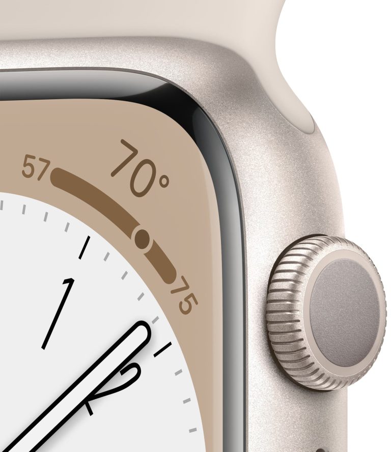 Apple Watch Series 8 (GPS) 45mm Aluminum Starlight with Starlight Sport Band, third product view
